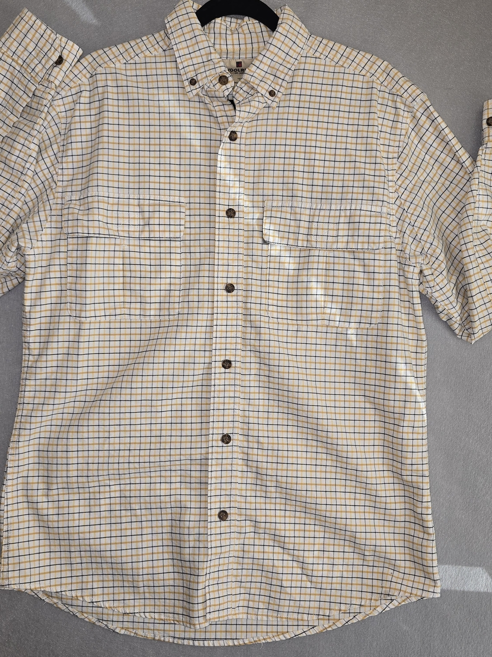 Men's M Long-Sleeve Button-Up Plaid Shirt Yellow/Blue Patched Elbow Classic